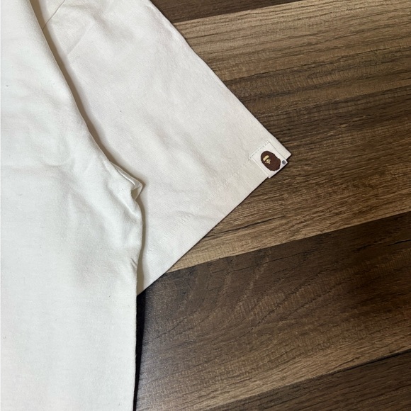 Bape White Short Sleeve Tee with Brown Logo size L - Picture 3 of 9